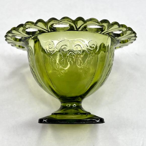 Vintage Green Glass Decorative Bowl - Picture 4 of 6